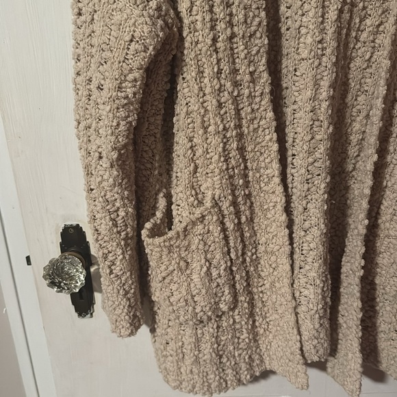 Miracle Women's Open Front Cardigan with Pockets Textured Cream Color S/M - Picture 3 of 10